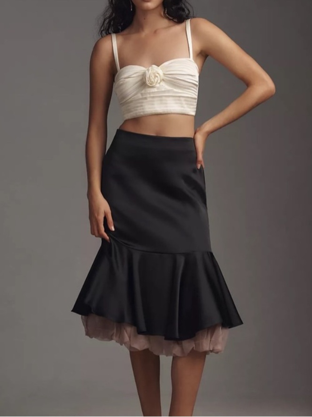 NWT Anthropologie Ivory Pleated Rosette Bustier Top